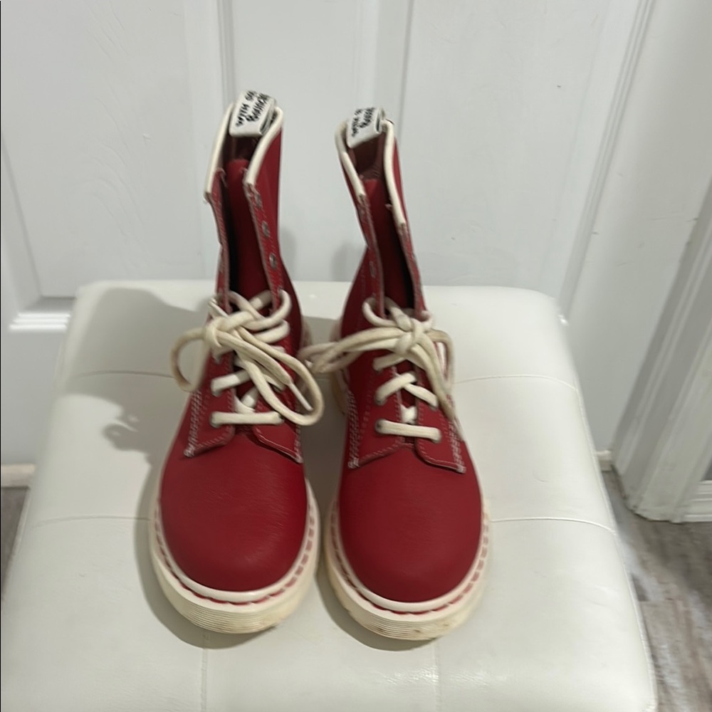Dr. Marten’s Red Boots with Cream Laces